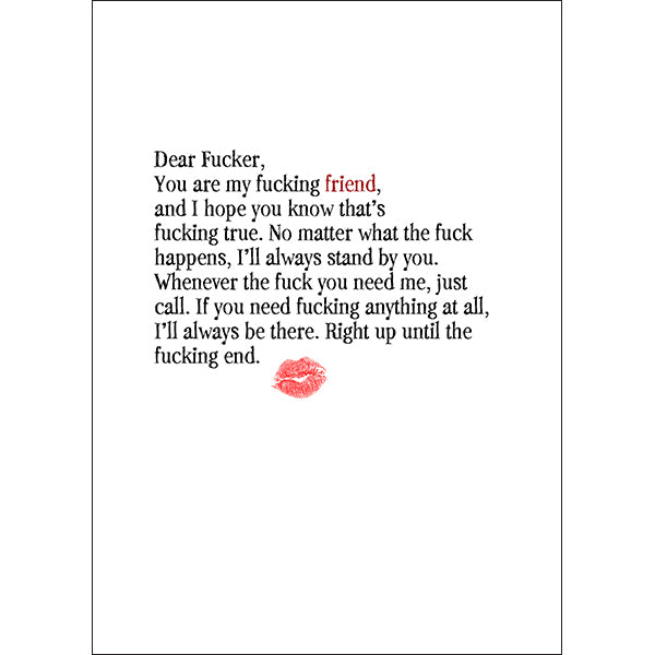 X34 - Dear Fucker (You Are My Friend) - Defamations Friendship Card