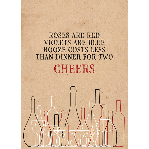 X73 - Roses Are Red. Violets Are Blue Dinner For Two (Cheers) - Defamations Love Card