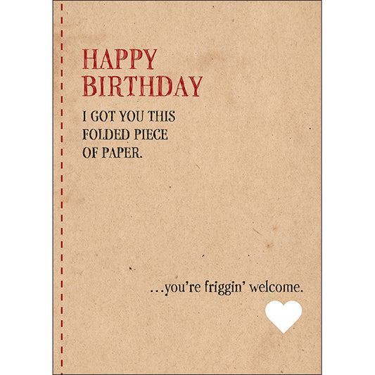 X25 - Folded paper rude birthday card