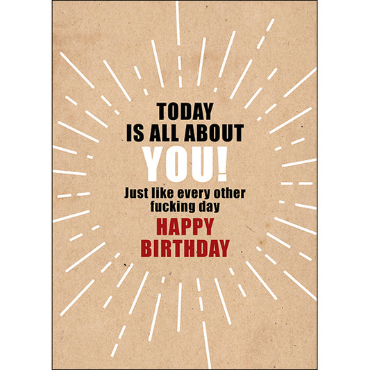 X71 - All about you rude birthday card