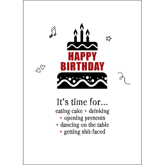 X74 - Happy birthday. It's time for eating cake... Rude Birthday Card